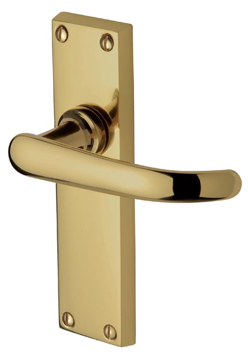 Avon Straight Lever Polished Brass Latch Door Handle Set