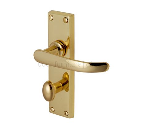 Avon Straight Lever Polished Brass Bathroom Door Handle Set