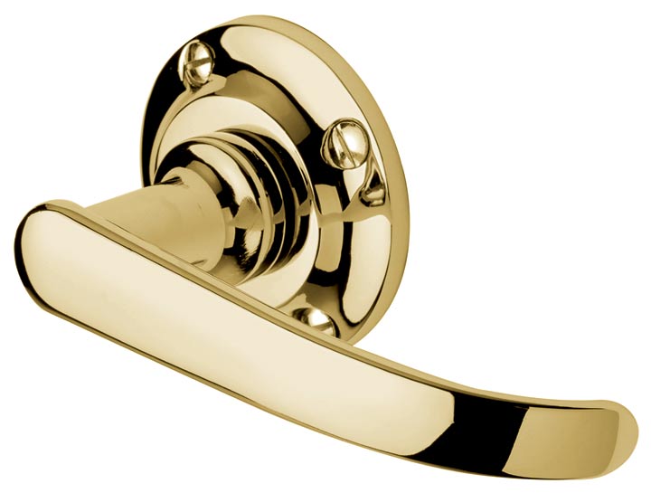 Avon Polished Brass Straight Lever on Rose Set