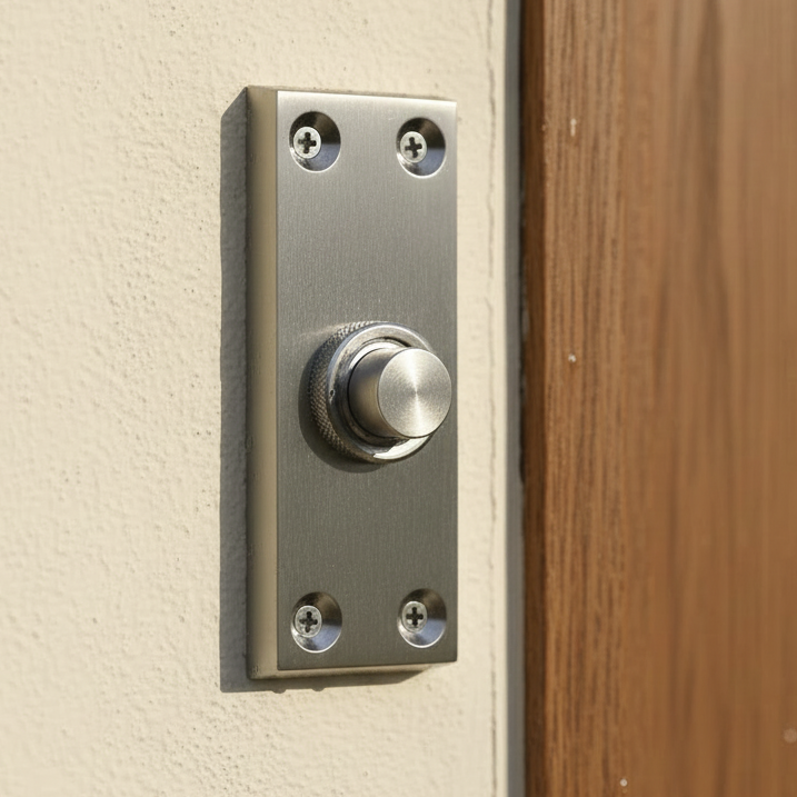 Satin Chrome Bell Push 80x30mm