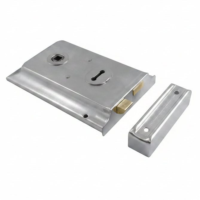 Satin Chrome Rim Lock 6x4in (153x102mm)