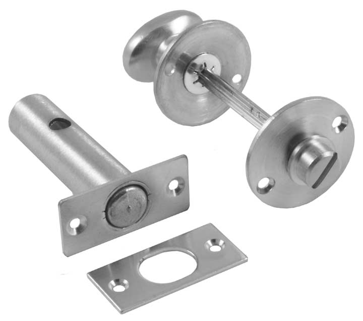 Satin Chrome Bathroom Mortice Bolt and Turn Knob