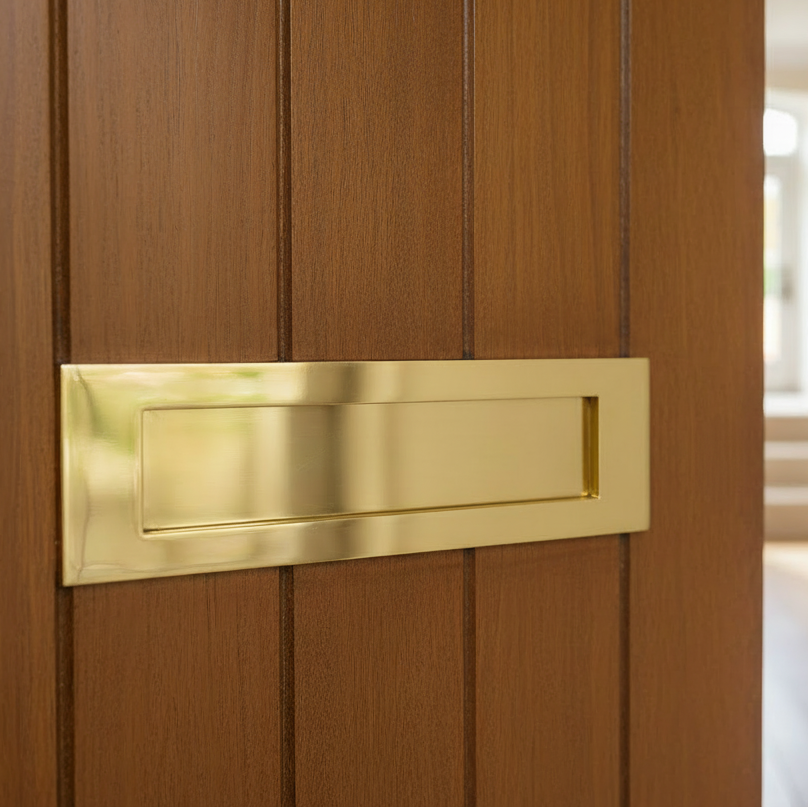 Polished Brass Victorian Plain Letter Box 11x3.5in (280x90mm)