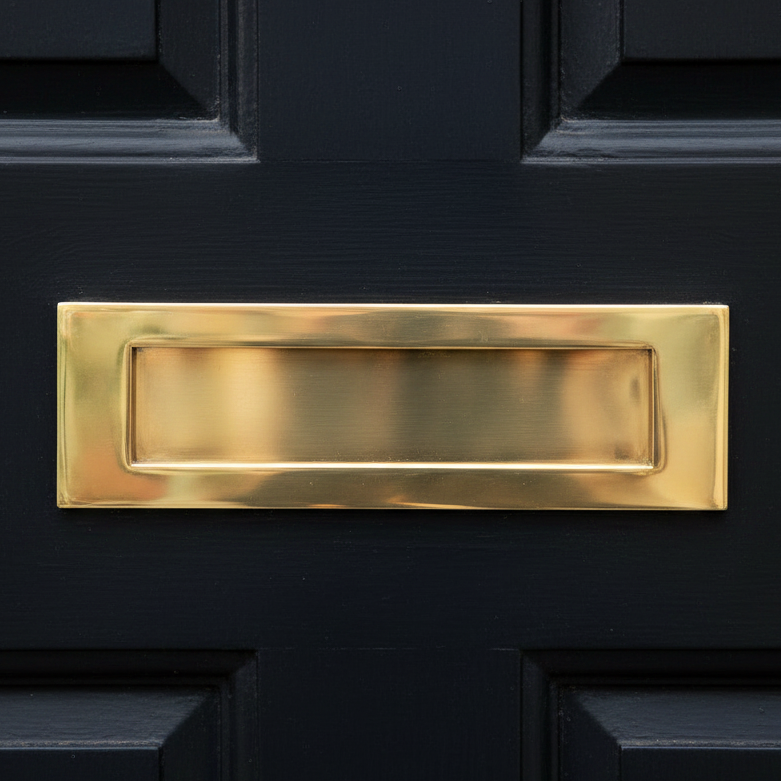 Unlacquered Brass Sprung Flap Letter Box 305x97mm