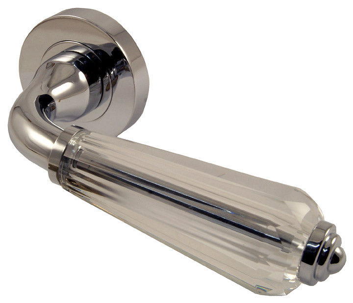 Fluted Glass Lever on Polished Chrome Rose