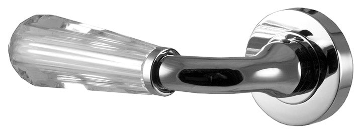 Fluted Glass Lever on Polished Chrome Rose