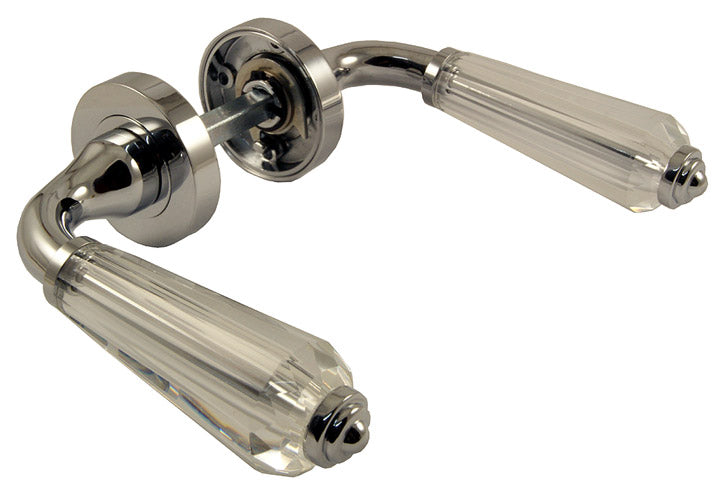 Fluted Glass Lever on Polished Chrome Rose