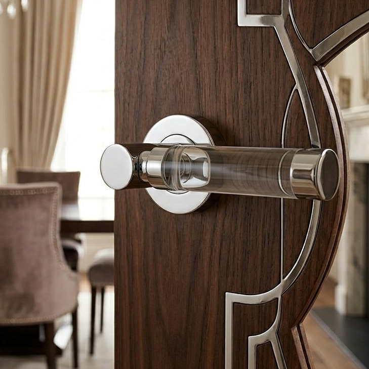 Plain Glass Lever on Polished Chrome Rose