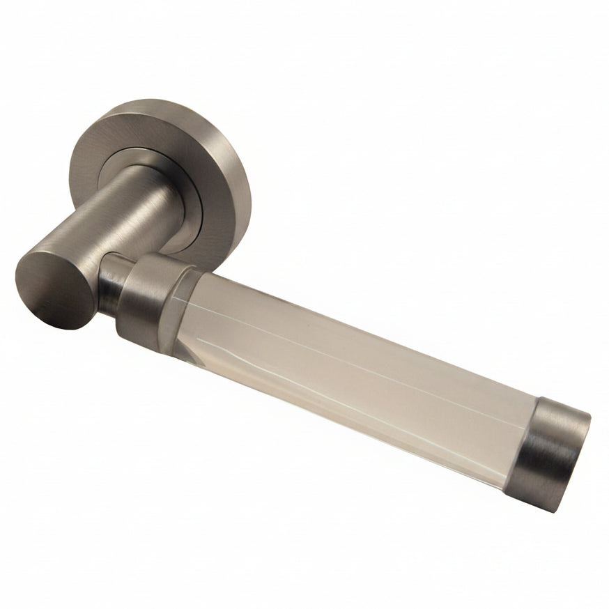 Plain Glass Lever on Satin Chrome Rose