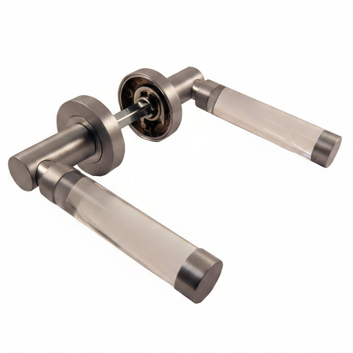 Plain Glass Lever on Satin Chrome Rose
