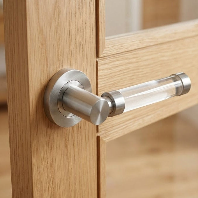 Plain Glass Lever on Satin Chrome Rose