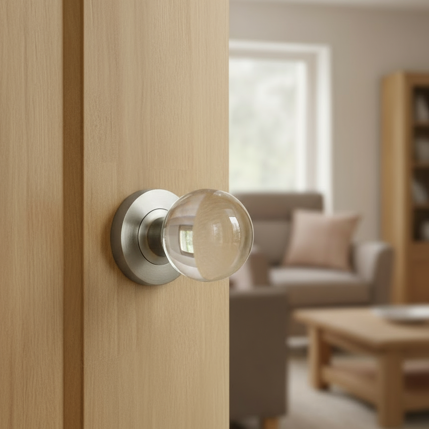 Clear Glass Ball Mortice Door Knobs