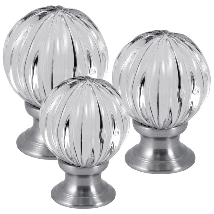 Glass Pumpkin Cupboard Knob Satin Nickel Rose