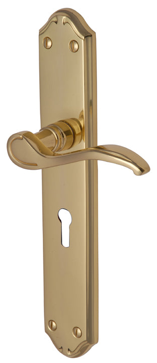 Verona Scroll Lever Polished Brass Keyhole Door Handles