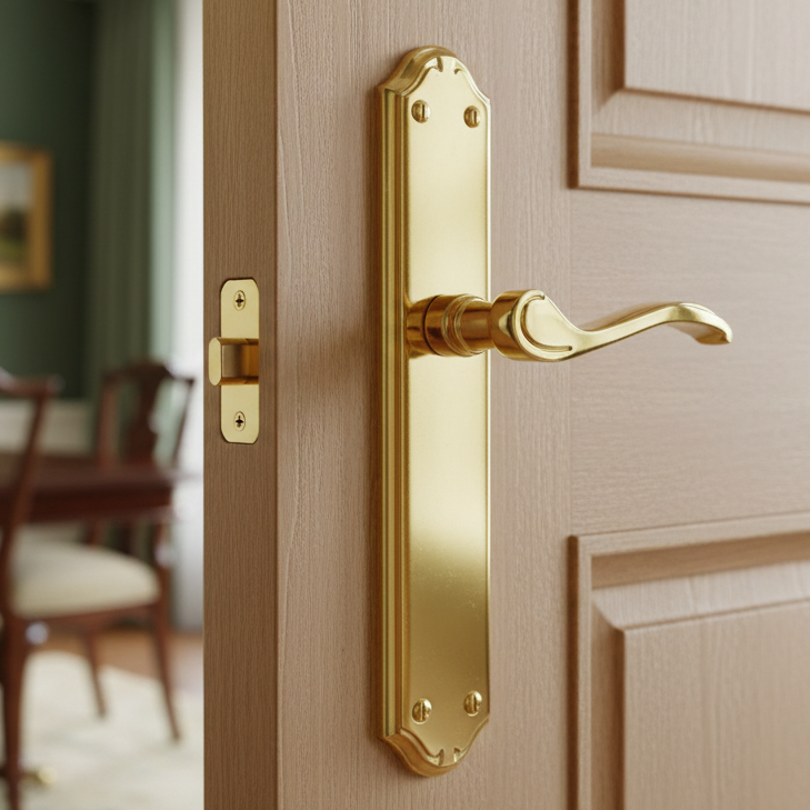 Verona Scroll Lever Polished Brass Latch Door Handles