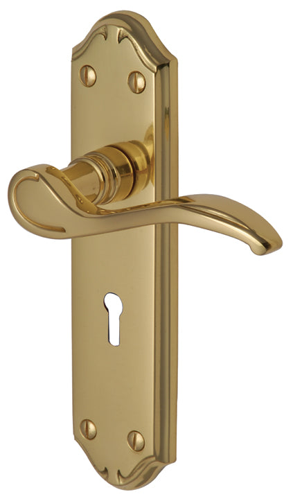 Verona Small Scroll Lever Polished Brass Keyhole Door Handles