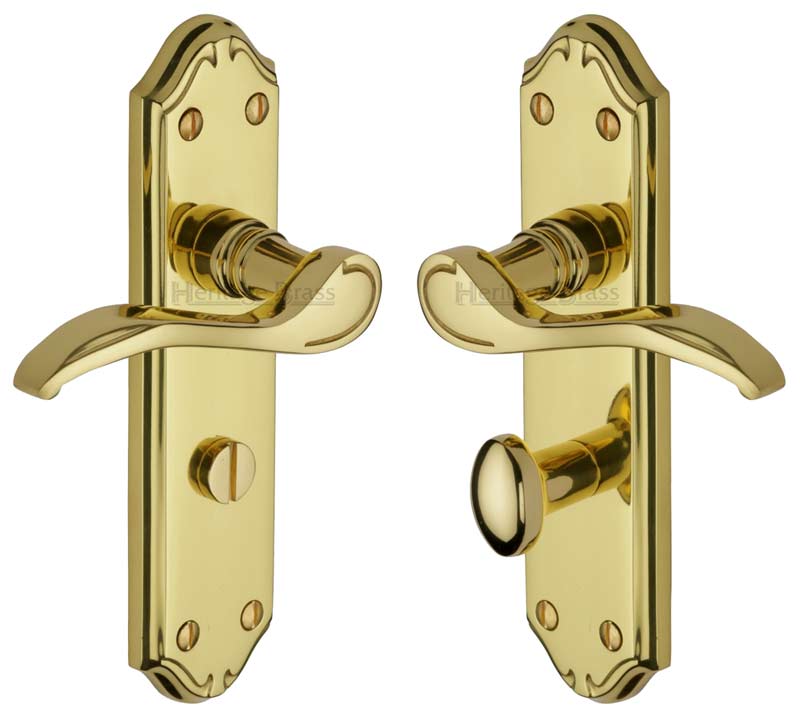 Verona Small Scroll Lever Polished Brass Bathroom Door Handles