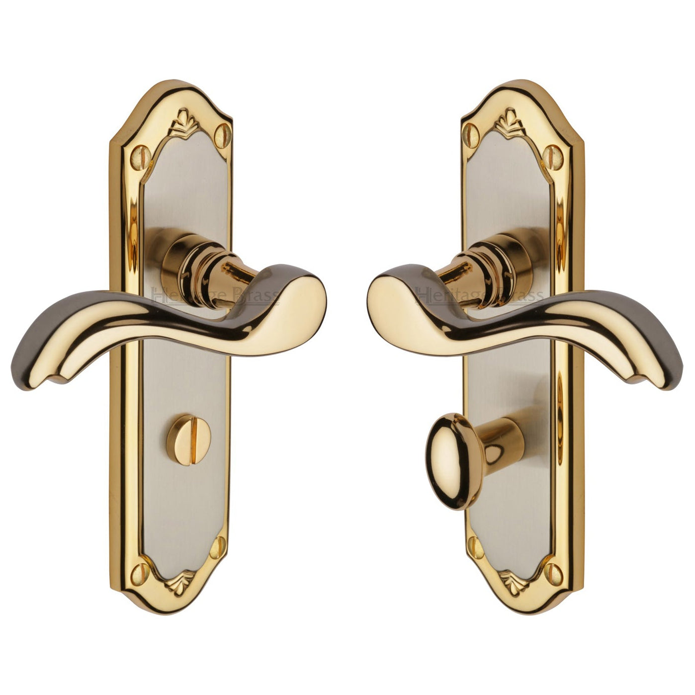 Lisboa Scroll Lever Dual Finish Bathroom Door Handles