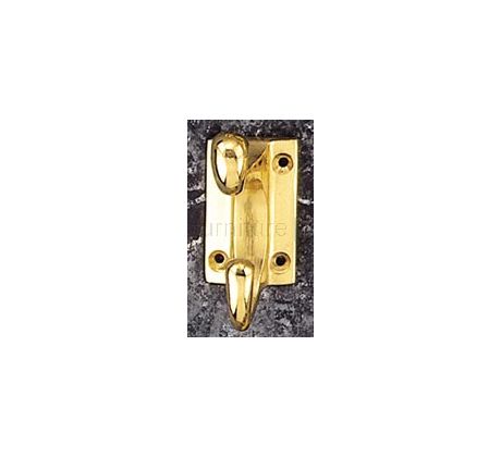 Polished Brass Rectangular Plate Hat and Coat Hook 86mm