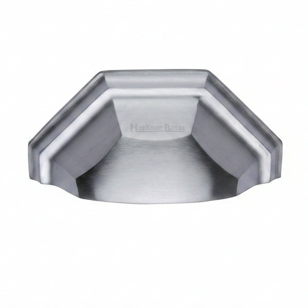 Heritage Satin Chrome Shaped Drawer Pull 104mm