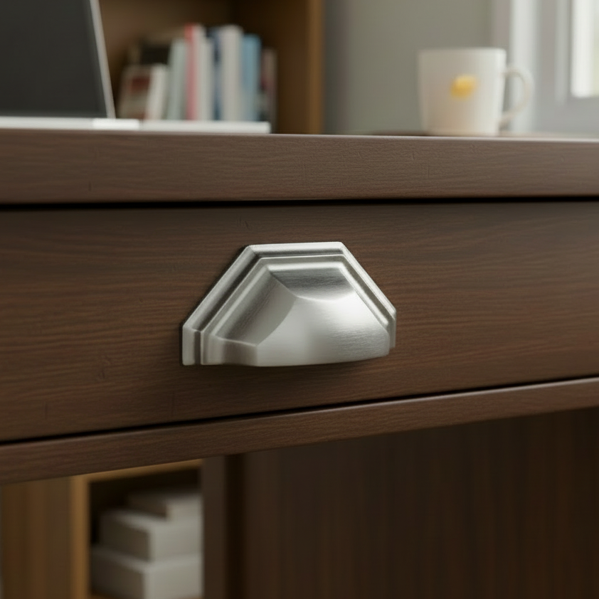 Heritage Satin Chrome Shaped Drawer Pull 104mm