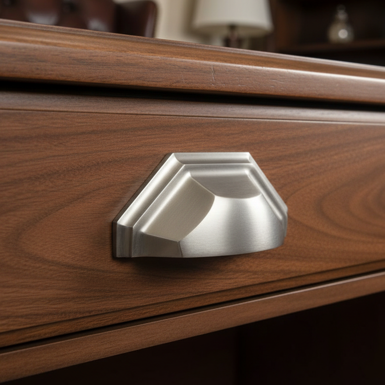 Heritage Satin Nickel Shaped Drawer Pull 104mm