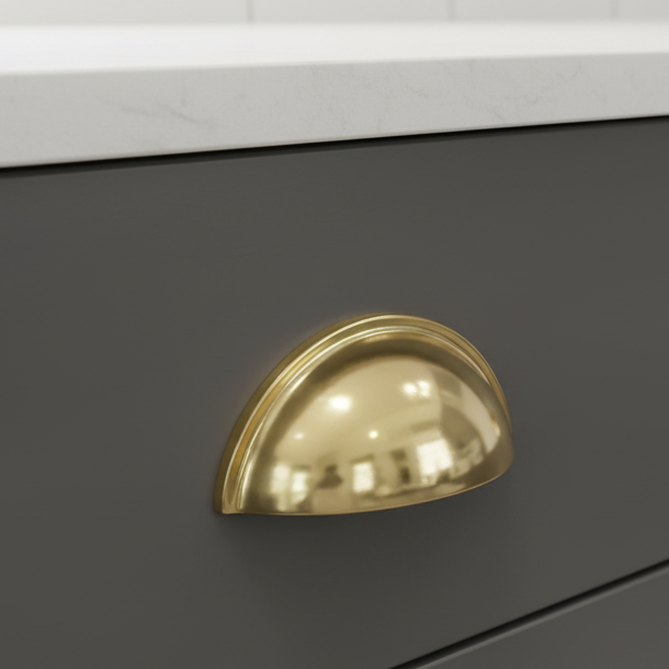 Polished Brass Concealed Fix Drawer Pull Handle 85mm