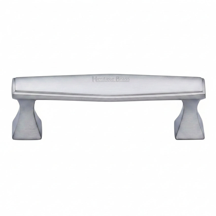 Art Deco Style Satin Chrome Cabinet Pull Handle 96mm