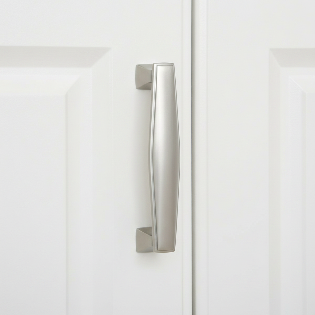 Art Deco Style Satin Chrome Cabinet Pull Handle 96mm