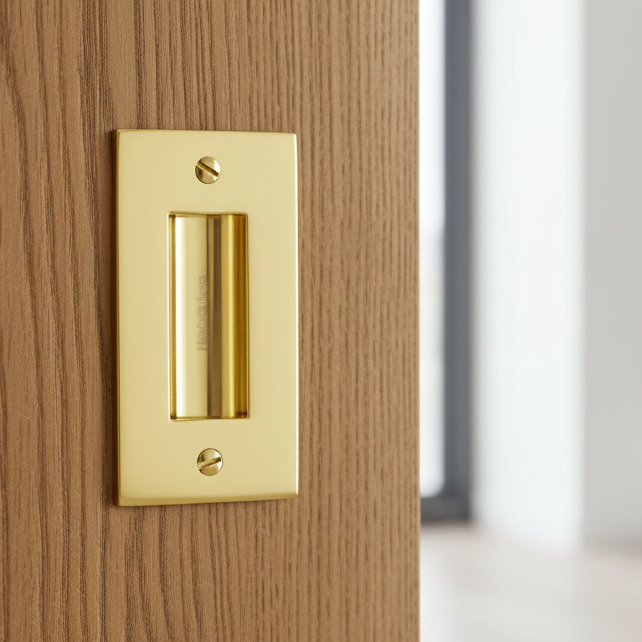 Polished Brass Flush Pull Door Handle 102mm