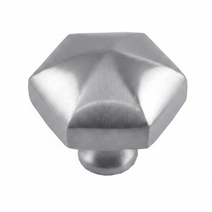 Satin Chrome Hexagon Cabinet Knob 32mm