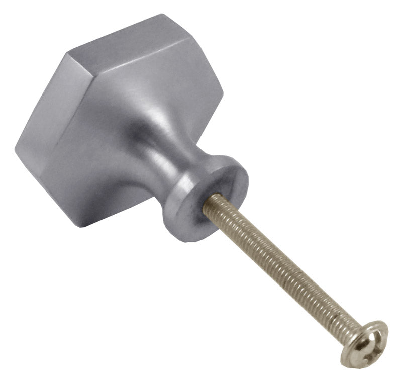 Satin Chrome Hexagon Cabinet Knob 32mm