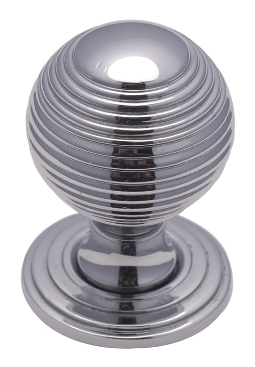 Polished Chrome 32mm Reeded Ball Cupboard Knob