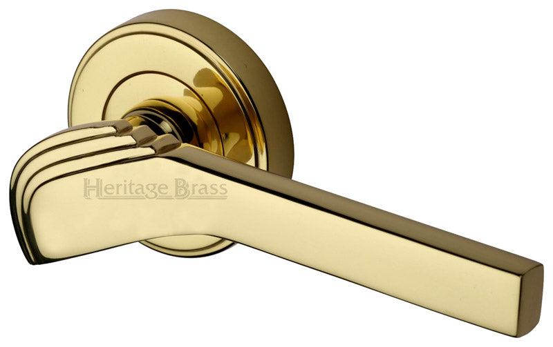 Tiffany Polished Brass Art Deco Lever on Rose