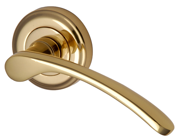 Sophia Polished Brass Curved Lever on Round Rose