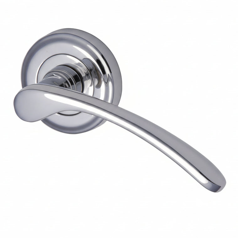 Sophia Polished Chrome Curved Lever on Round Rose
