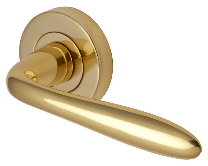 Sutton Polished Brass Plain Lever on Round Rose