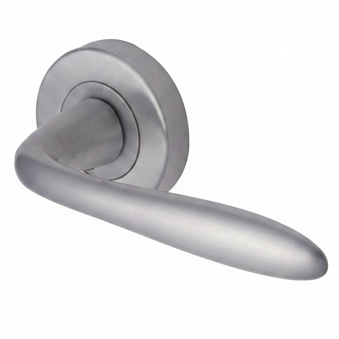 Sutton Satin Chrome Plain Lever on Round Rose