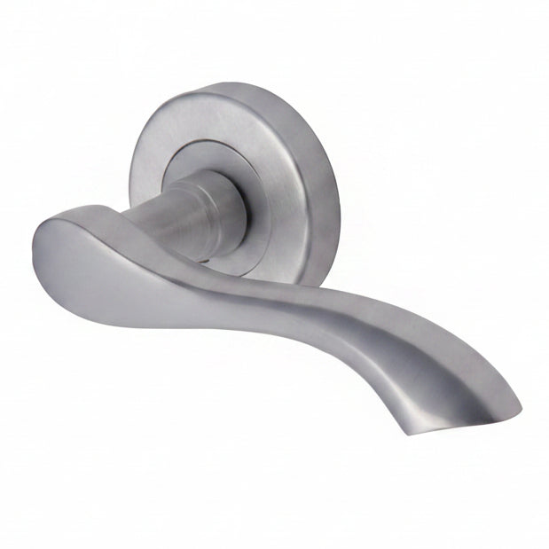 Algarve Satin Chrome Wave Lever on Round Rose