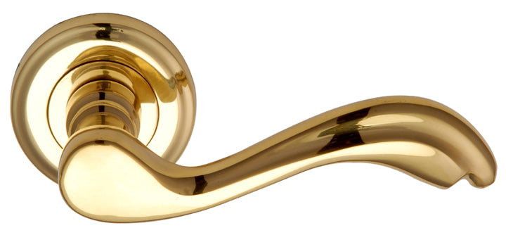 Lisboa Polished Brass Decorative Lever on Round Rose