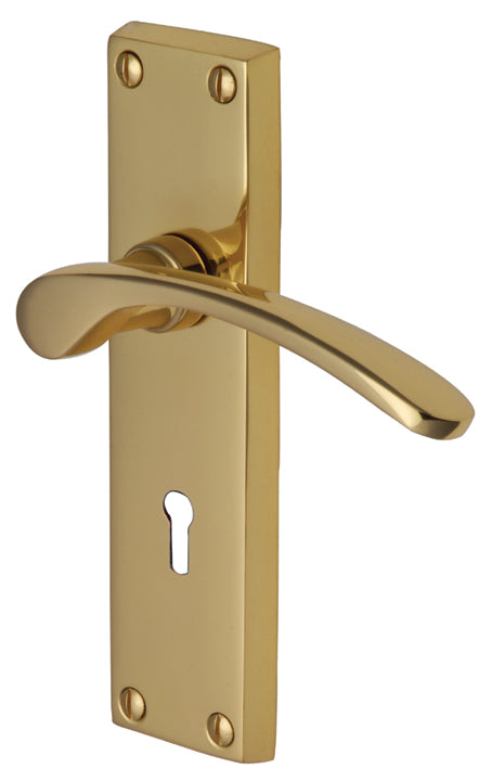 Sophia Polished Brass Curved Lever Keyhole Door Handles