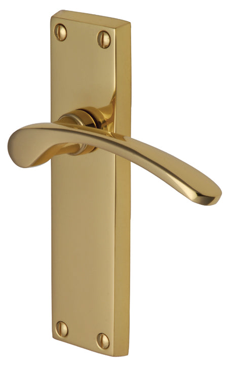 Sophia Curved Lever Polished Brass Long Plate Latch Door Handles