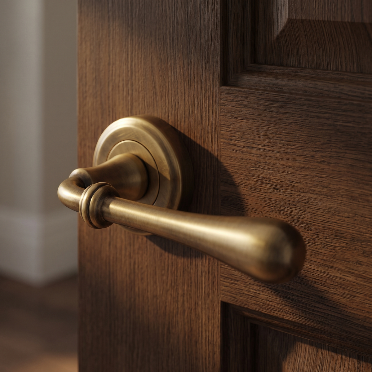 Roma Distressed Brass Decorative Lever on Round Rose