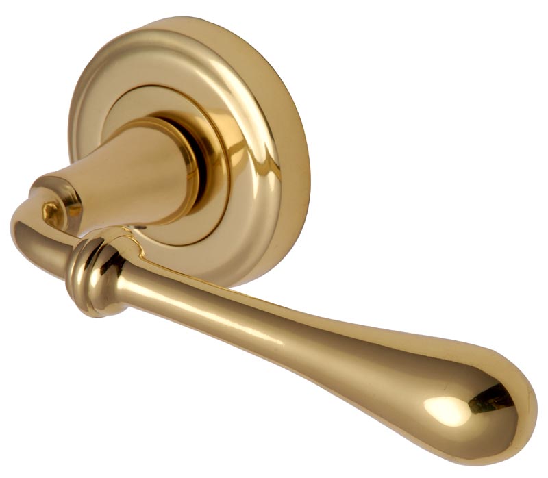 Roma Polished Brass Decorative Lever on Round Rose