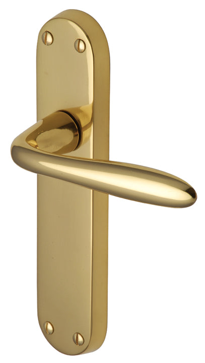 Sutton Shaped Lever Polished Brass Latch Door Handles