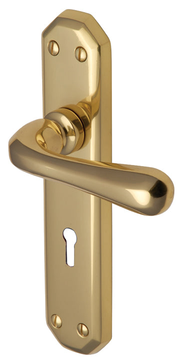 Charlbury Contoured Lever Polished Brass Keyhole Door Handles
