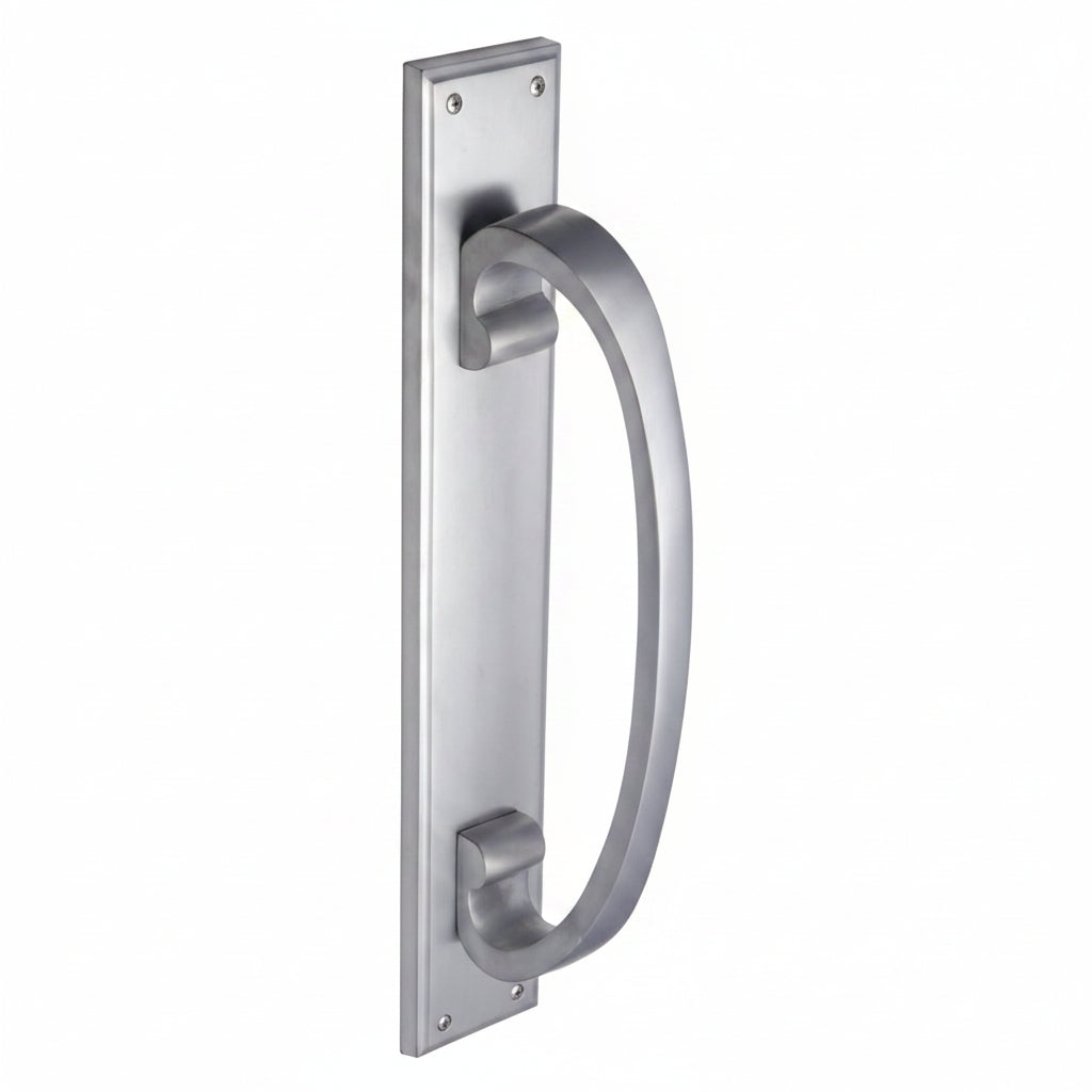 Satin Chrome D Style Door Pull Handle on Backplate 460x76mm