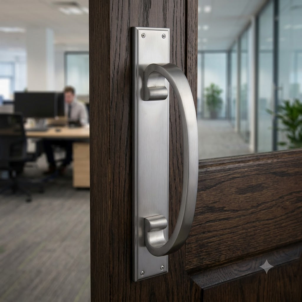 Satin Chrome D Style Door Pull Handle on Backplate 460x76mm