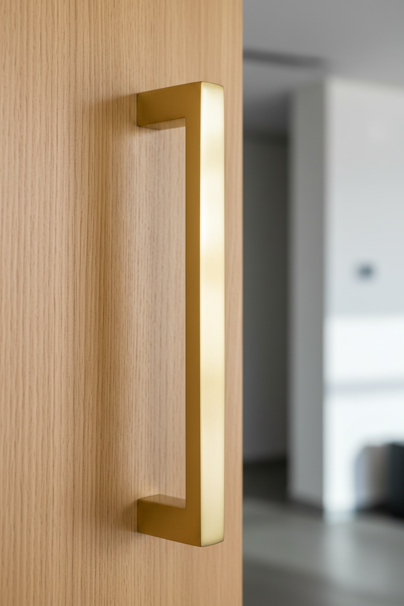 Polished Brass Plain Style Door Pull Handle 245mm (10in)