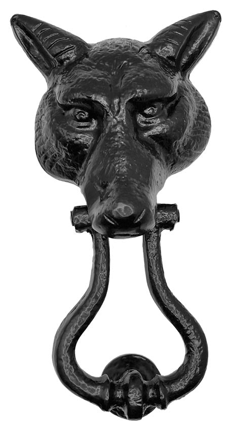 Black Antique Iron Fox Head Front Door Knocker 574